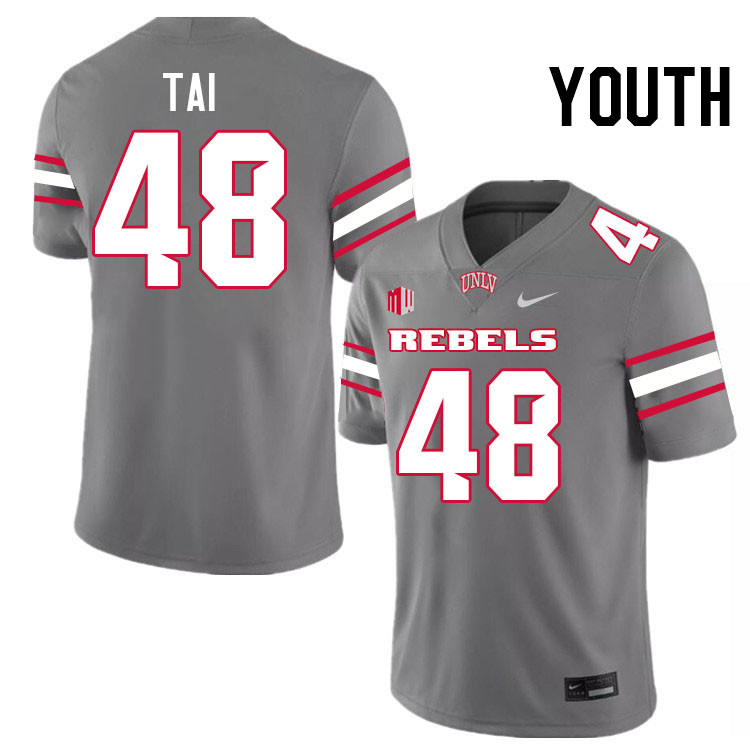 Youth #48 Halatoa Tai UNLV Rebels College Football Jerseys Stitched-Grey